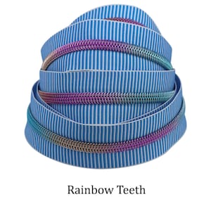 5# Nylon Zipper(Blue & White Stripes)--Nylon Zippers for Sewing Crafts Nylon Coil Sew Zipper by Yard Bulk Zipper Tape Zipper Replacement DIY