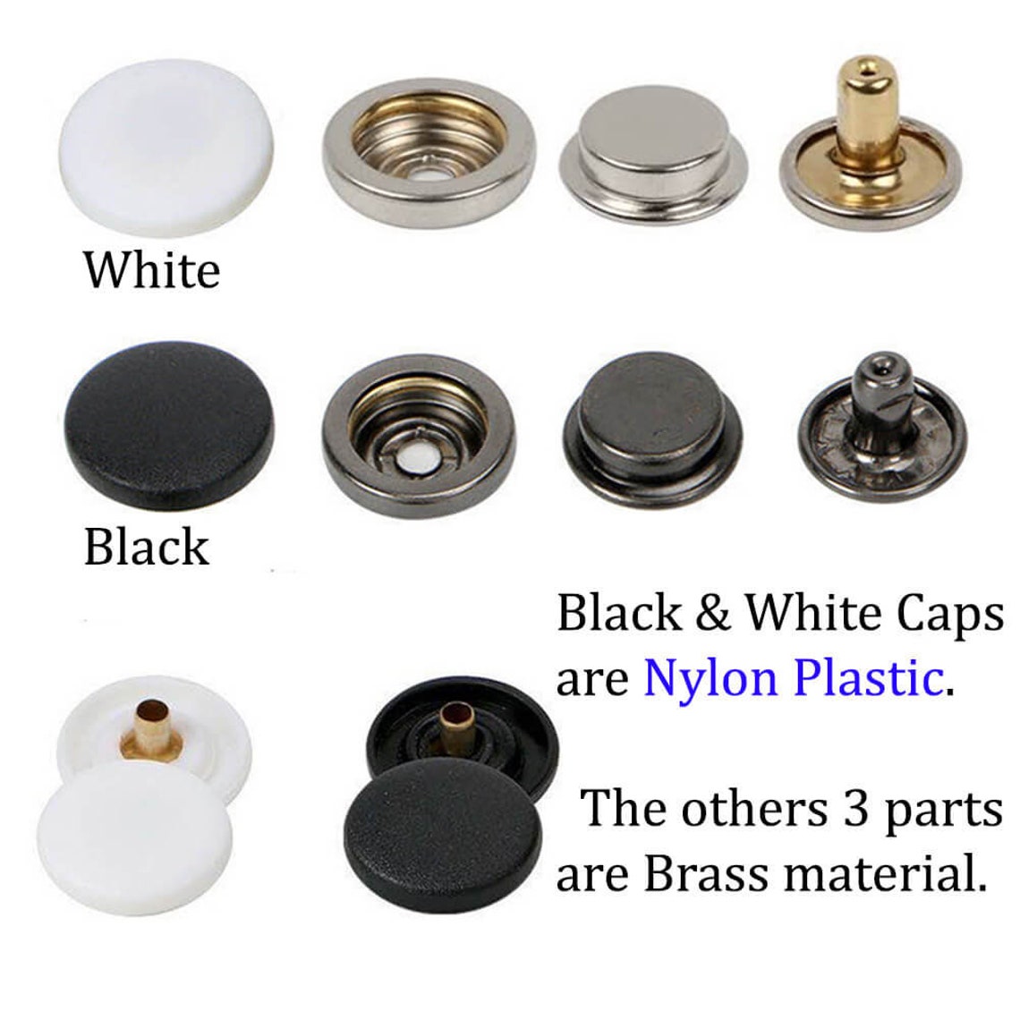 Double Caps Ring Metal Snaps 6 Colors of 2 Sizesheavy Duty Etsy