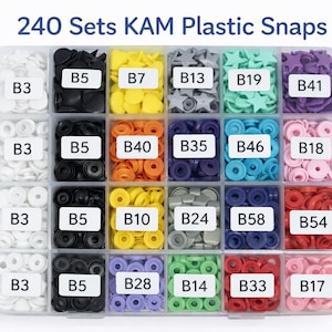 240 Sets KAM Plastic Snaps Size 16 / 20 – Mixed Styles Snap Fastener Kit