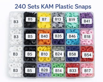 240 Sets KAM Plastic Snaps Size 16 / 20 – Mixed Styles Snap Fastener Kit