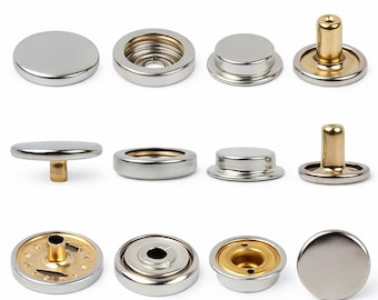 Double Cap Metal Snaps, Heavy Duty Snap Fasteners for Leather, Bags, Jackets, Clothes