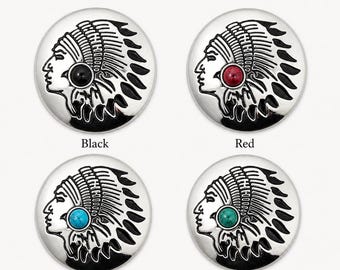 Western Headdress Screw-Back Buttons, No-Sew Decorative Metal Buttons for Bags and Wallets