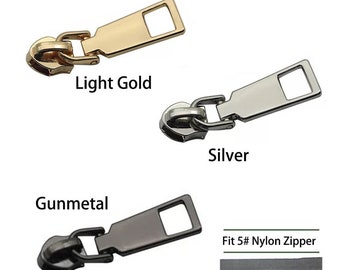 5 PCS Zinc Alloy Zipper Puller, #5 Nylon Coil Replacement