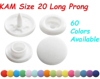 KAM Size 20 Long Prong Plastic Snaps--KAM Snap Buttons Snap Closure Snap Fasteners Snap Buttons Babyville Snaps Plastic Fasteners KAM Snaps