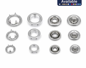 50 Sets Brass Open Ring Metal Snaps, No-Sew Snap Fasteners