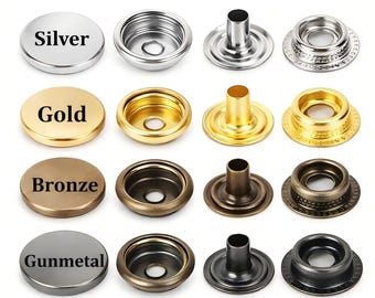 50 Sets Brass Utility Spring Metal Snaps, Heavy Duty Snap Fasteners for Leather,Bags