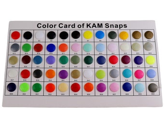 KAM Color Sampler Card--Snap Fasteners Snap Buttons Snap On Clothing Closure Buttons Babyville Snaps Plastic Clothing Snaps KAM Fastener Kit