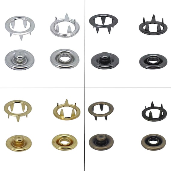 50 set materiale ottone anello aperto bottoni automatici in metallo-bottone  a pressione in ottone ecologico