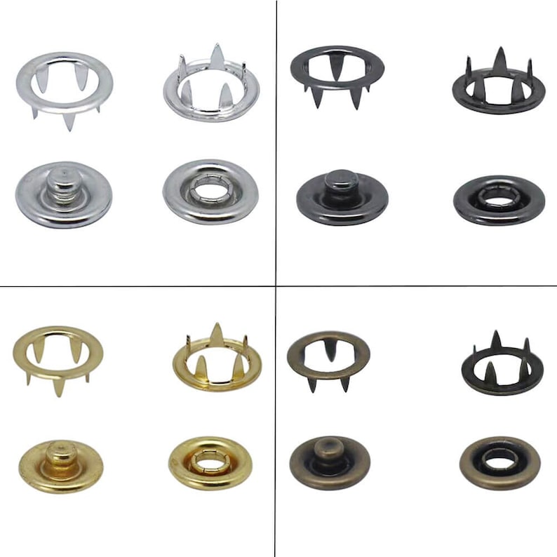 50 Sets Brass Material Open Ring Metal Snaps-Eco-Friendly Brass Press Stud Snap Popper Snaps Fasteners Prong Ring Snap Fastener No Sew Snaps image 1