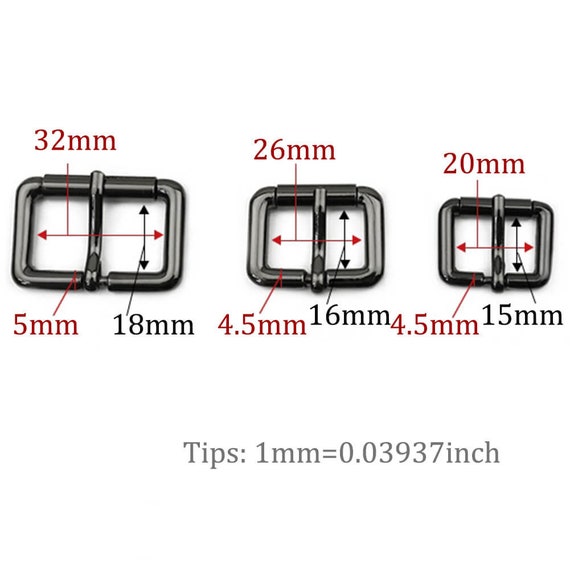 5 PCS Zinc Alloy Belt Roller Buckles: Single Prong Strap Webbing Buckles