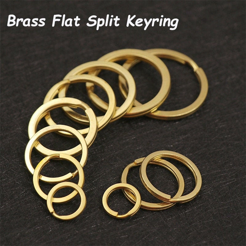 10 PCS Flat Split Key Ringsolid Brassbrass Connectors Copper Split Ring Flat Key Chain Rings Keys Organization Split Key Rings Key Rings Etsy UK