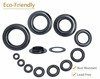 100 Sets Gunmetal Brass Grommets, Eyelets for Leather & Fabric, 13 Sizes Grommet Fasteners