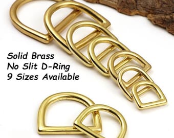 5 PCS D-Rings-Solid Brass--Solid Brass D Ring for Straps Bags Purses Belting Leathercarft DIY Dee Continuous Rings Non welded D circles Loop