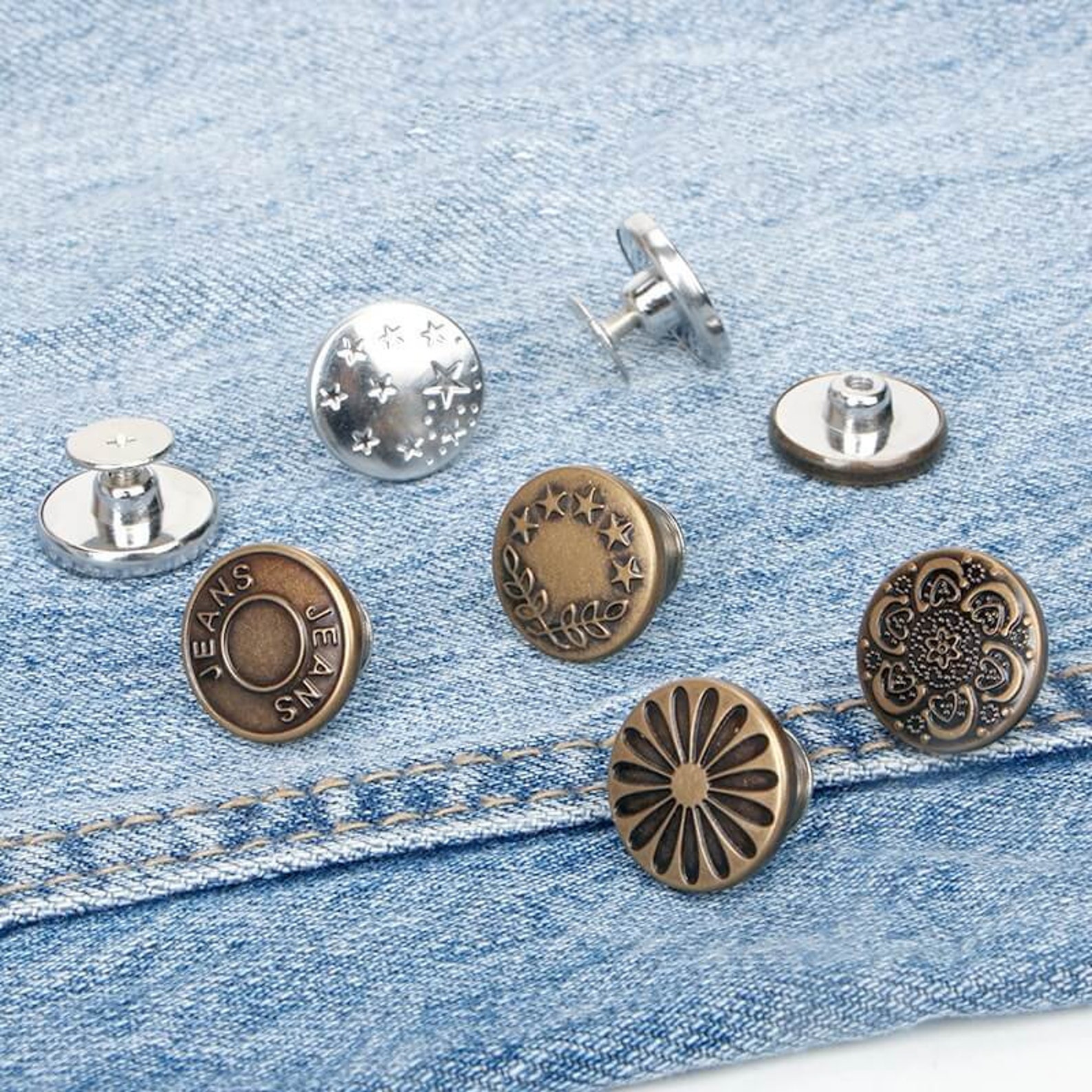 10 Sets Screw Jeans Buttonsmetal Jeans Tacks Metal Jeans Button Nosew