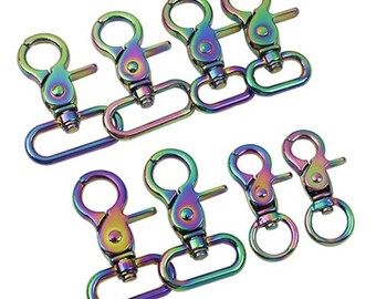 5 PCS Rainbow Swivel Lobster Clasps: Zinc Alloy Bag Hardware