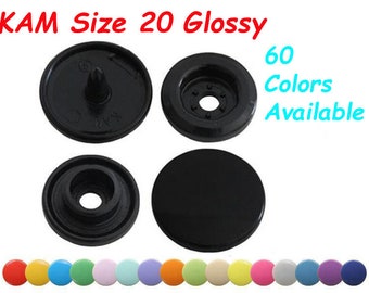 KAM Size 20 Glossy Plastic Snaps--Snap Buttons Snap Fasteners Snap On Clothing Closure Buttons KAM Snaps Baby Bibs Cloth Diaper Fabric Snaps