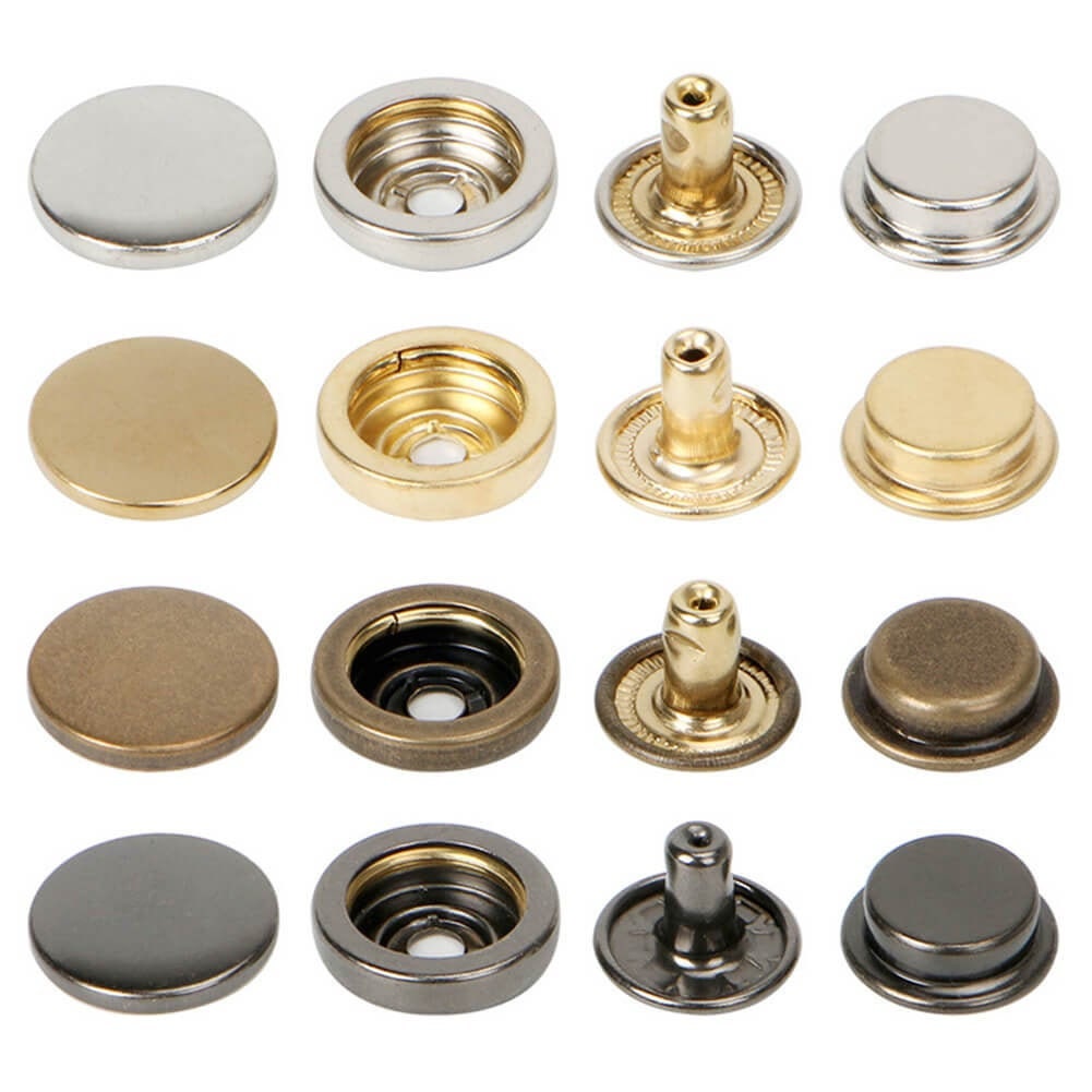 Wholesale Circle Hollow Metal Double-Sided Snap Button, Cashmere