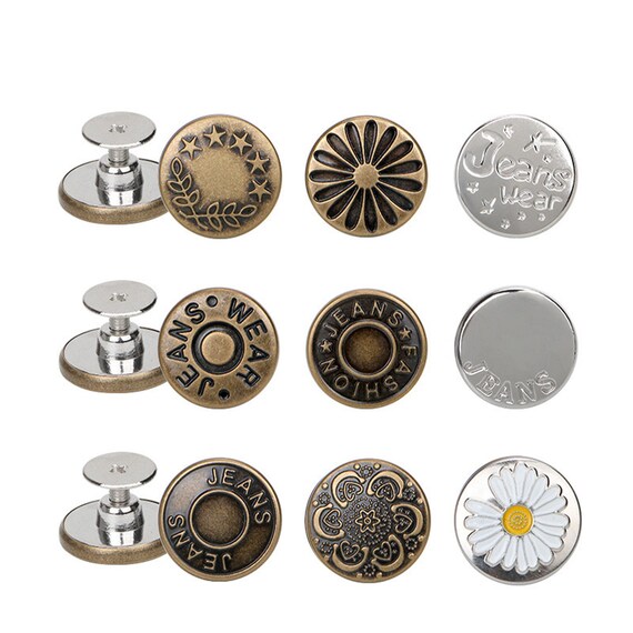 Boutons De Jeans Sans Couture - 12 Pièces, 17 Mm, Argent - Pour Resserrer Ou élargir La Taille, Remplacement Facile, Réutilisables - 12