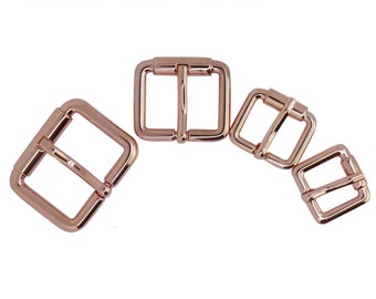 5 PCS Rose Gold Belt Roller Buckles: Zinc Alloy Single Prong