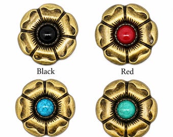Flower Screw-Back Buttons, Decorative Metal Buttons for Leather Bags, Wallets, Purses