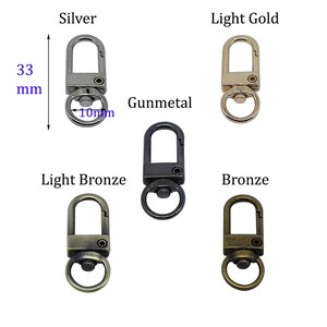 10 PCS Zinc Alloy Swivel Snap Hooks: Pet Chains, Lanyards (33mm/44mm)