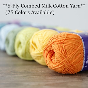 2 Skeins 5-Ply Combed Milk Cotton Yarn: Crochet & Knitting