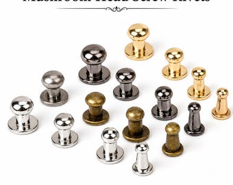 100 Sets Mushroom Head Screw Rivets, Zinc Alloy Leathercraft Studs for Bags Belts Wallets