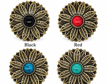 Flower Screw-Back Buttons, Decorative Metal Buttons for Leather Bags, Wallets, Purses