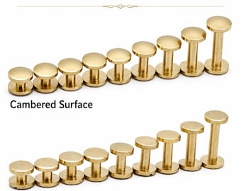 20 Sets Solid Brass Belt Screw Studs, Chicago Screws for Leather Craft Bags Wallets Straps Collars Bookbinding DIY