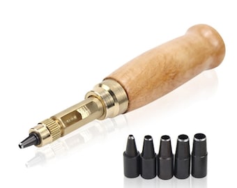 Japanese Screw Hole Punch Tool Kit: Leather Crafting with 6 Bits