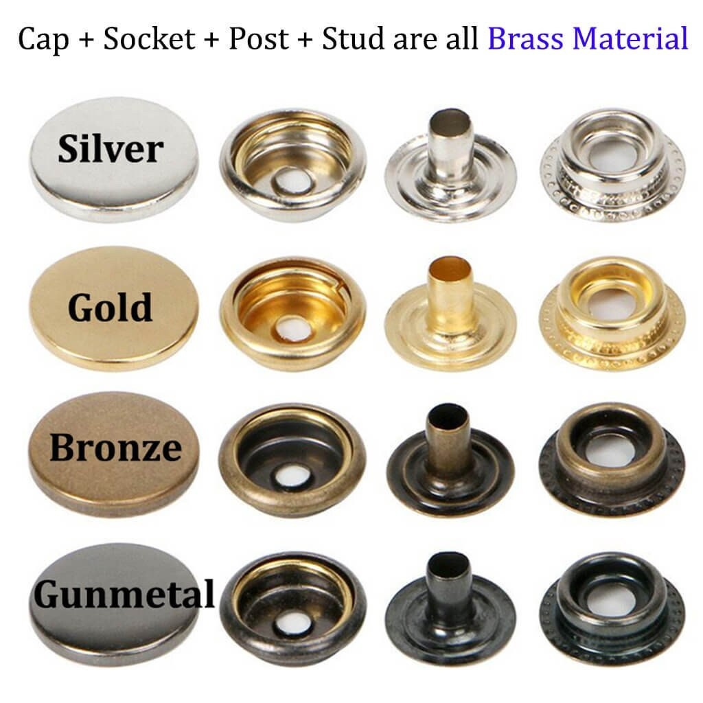 20 sets HEAVY DUTY BRASS Finish Made in USA LEATHER SNAPS FASTENER KIT  w/TOOLS