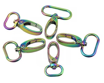 5 PCS Rainbow Swivel Lobster Clasps: Zinc Alloy Bag Hardware