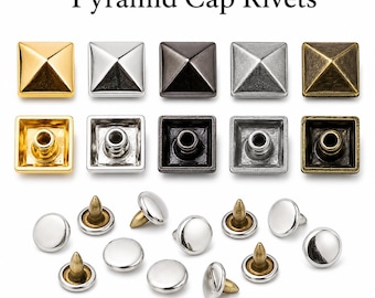 Metal Pyramid Cap Rivets, Square Studs for Leather Craft Bags Shoes Clothing Accessories