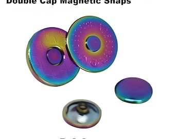 10 Sets Rainbow Magnetic Snaps – Double Cap Thin Style for Bags & Purses