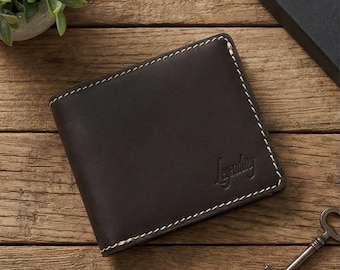 Free Personalized Leather Wallet Men | Slim Bifold | Gift for Him