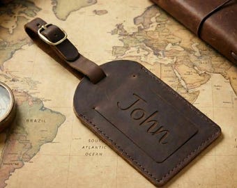 Free Personalized Travel Leather Luggage Tag with Privacy Flap