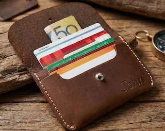 Free Personalized Slim Leather Wallet Minimalist Card Holder