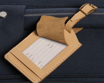 Travel Leather Luggage Tag with Privacy Flap - Personalized Luggage Identifier - Gift for Travelers