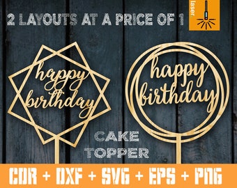 Download Free Happy Birthday Cake Topper Svg Etsy PSD Mockup Template