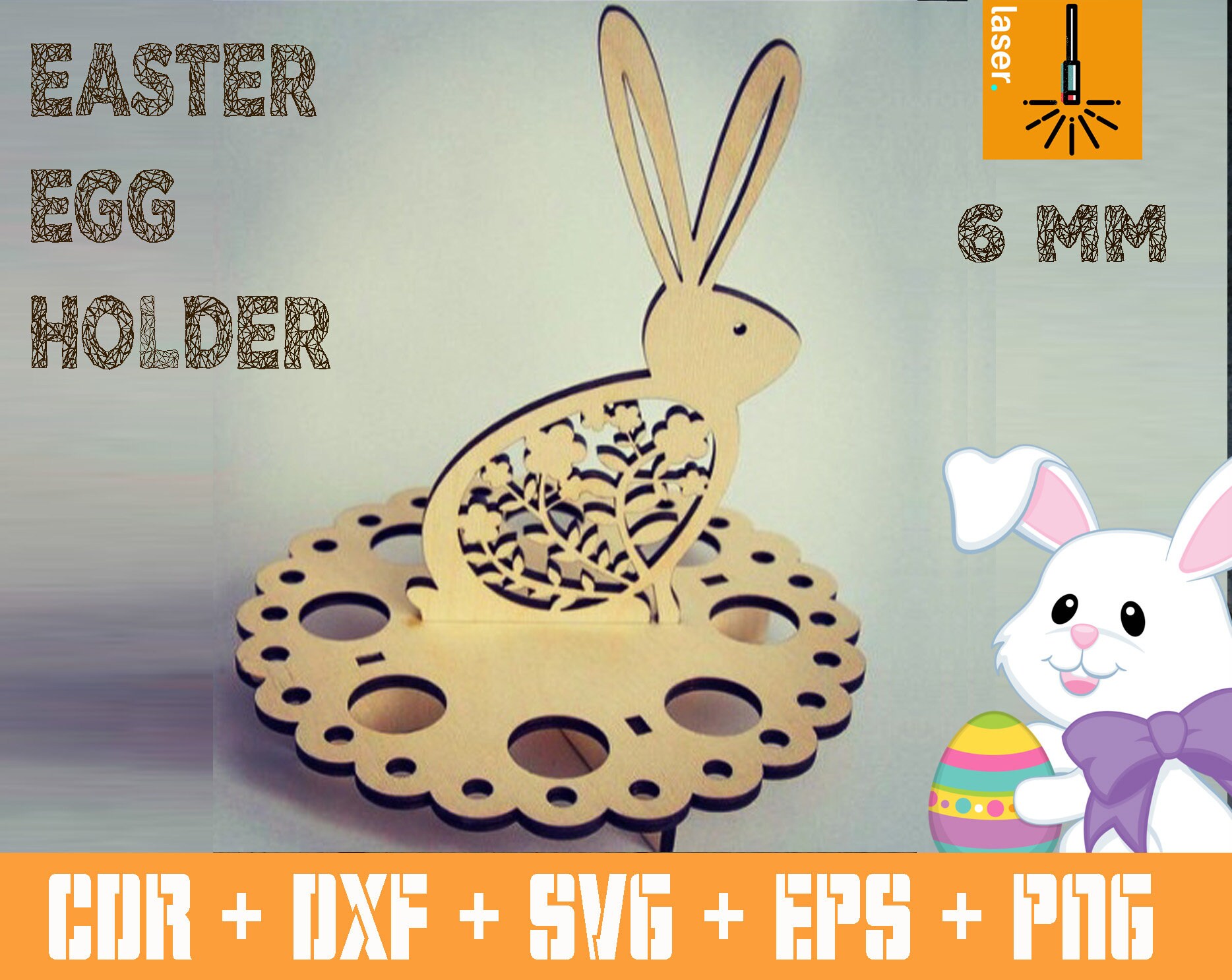 Easter Holder for Eggs | Easter vector cut | Easter sign | Easter Stand Decor | Easter Bunny cnc | Easter Decorations | Cnc files Easter