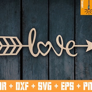 Love décor laser cut file glowforge svg / Valentines day dxf files for laser / Template dxf plywood laser love dxf / Laser cutting file