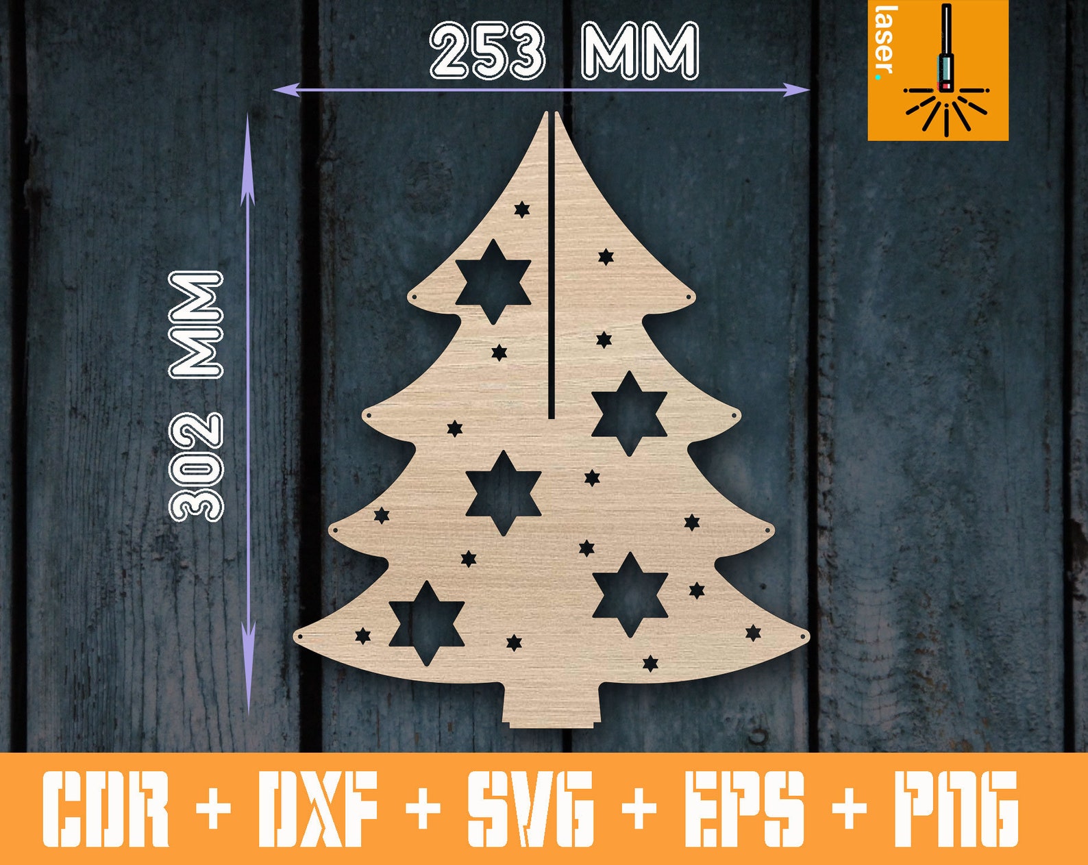 Christmas Tree Template Pattern for Laser | Cnc Vector Standing ...