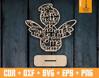 Angel de la Guarda SVG Laser Cut File: Spanish Baptism Favor (Digital Download)