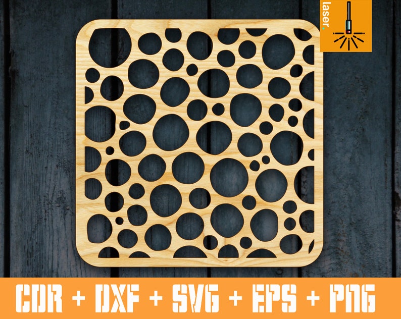Download Bubbles Coaster Svg. Cnc laser cut template. Cnc file Vector | Etsy