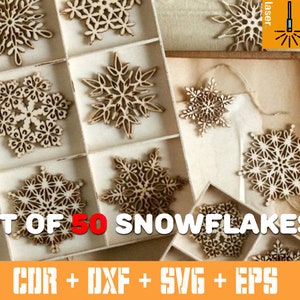 SET of 50 Christmas Snowflakes decorations | Christmas decor | Cnc vector Xmas Decor | Christmas cut file | Christmas decoration | Laser Cut