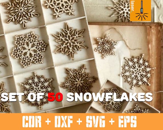 SET of 50 Christmas Snowflakes Decorations Christmas Decor Cnc Vector Xmas  Decor Christmas Cut File Christmas Decoration Laser Cut 