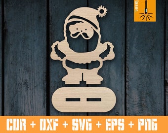 Santa Claus para corte láser / Cnc vector de pie Santa Claus / archivos de enrutador CNC / decoración navideña / vector para corte / vector navideño