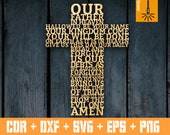 Lords Prayer cnc Cross (Our Father). Laser cut vector template. Vector cnc file. Layout cnc machine. Cnc files. cnc file for wood