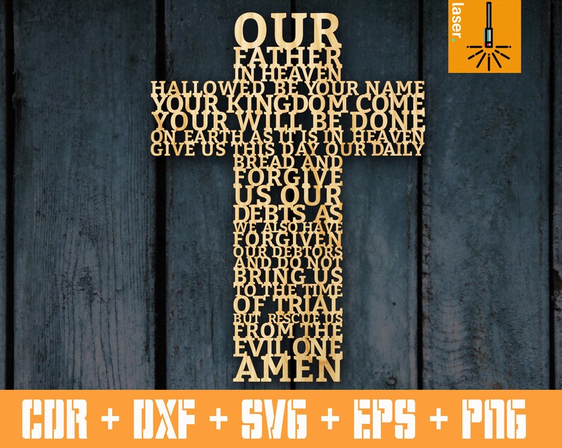 Download Lords Prayer cnc Cross Our Father. Laser cut vector | Etsy