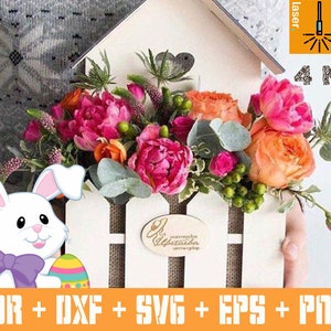 Decorative Storage Box for Flowers Valentine&#39;s Day CNC laser cut template. Vector cnc svg file Cnc router files machine. Cnc files laser cut
